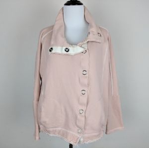 CAbi Jacket Raw Hem Asymmetrical Weekend Spring Summer Fall Pink